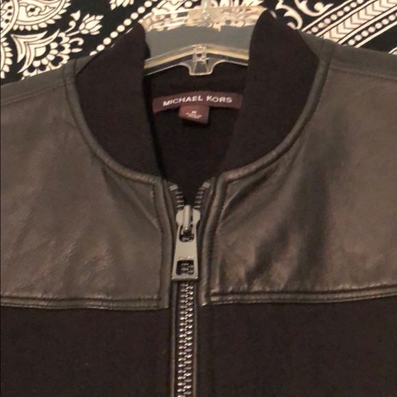 MEN’S MICHAEL KORS LEATHER / SWEATSHIRT JACKET - Picture 4 of 8